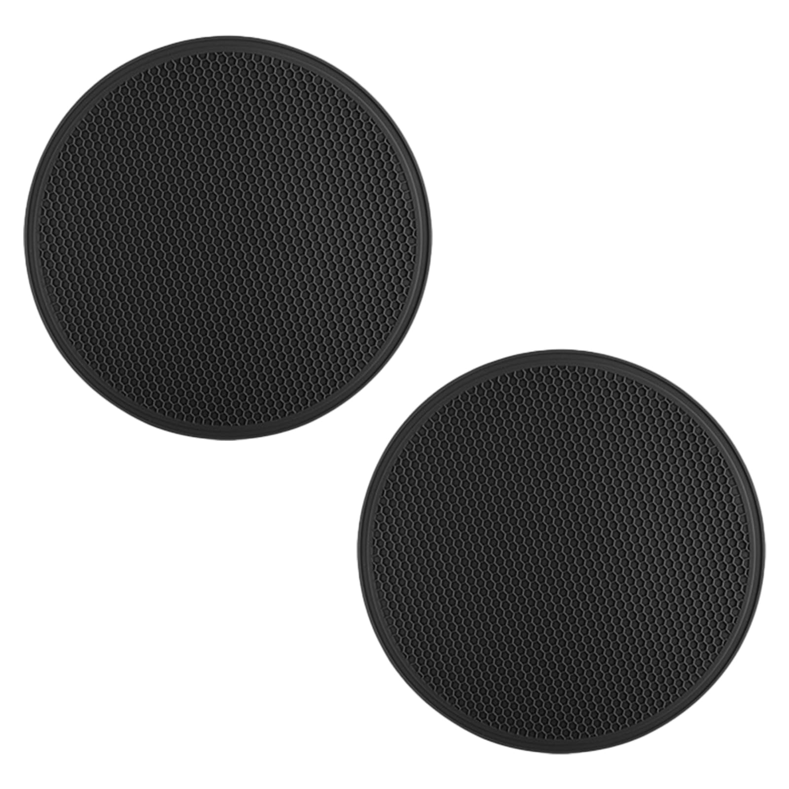 Gkhlg 2 Pack Heat Resistant Silicone Trivet Mats for Hot Pans and Pots Non-Slip Silicone Mats for Kitchen Worktops and Tables Heatproof Mats for Home Use (Black, 20cm x 20cm x 0.28Th)