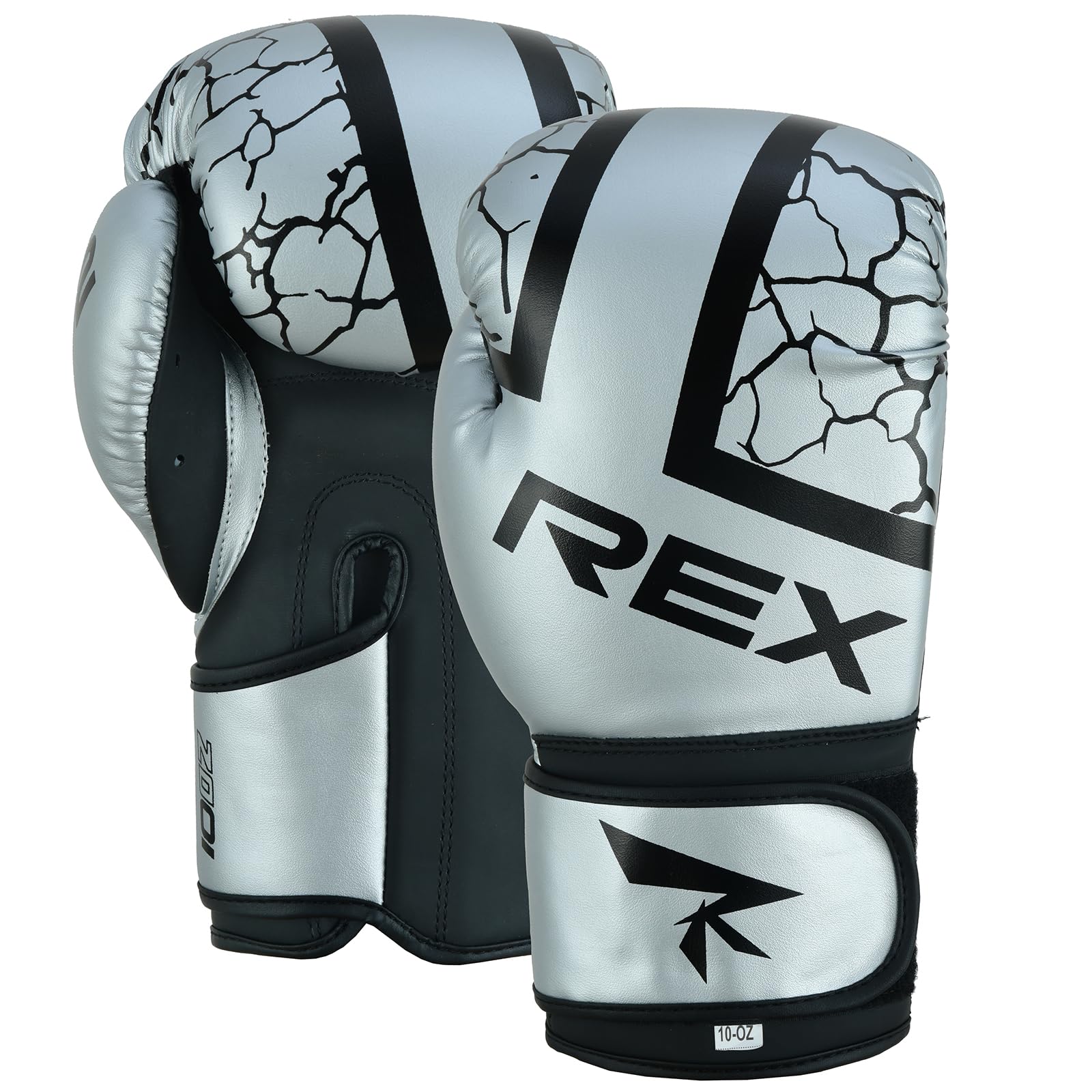 Rex Sports Boxing gloves, Training gloves, Heavy duty punching gloves Boxing Gloves for punching bags and sparring training kids and adult size 2 OZ to 16 OZ (Silver/Black, 2 OZ)