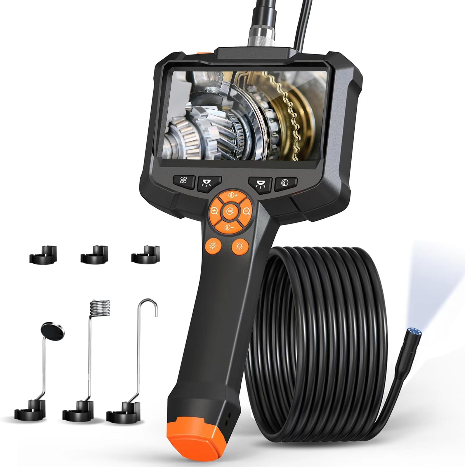Endoscope Inspection Camera, AOPICK 4.3'' IPS Screen 1080P HD Borescope Inspection Camera with 8 LED Lights, Handheld IP67 Waterproof DrainCamera, 16.5ft Semi-Rigid Cable, Gadgets for Men