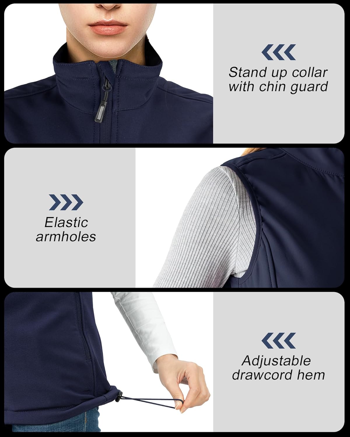 Outdoor Ventures Women's Lightweight Softshell Vest Windproof Fleece Lined Zip Up Sleeveless Jacket for Running Hiking Golf - Image 4