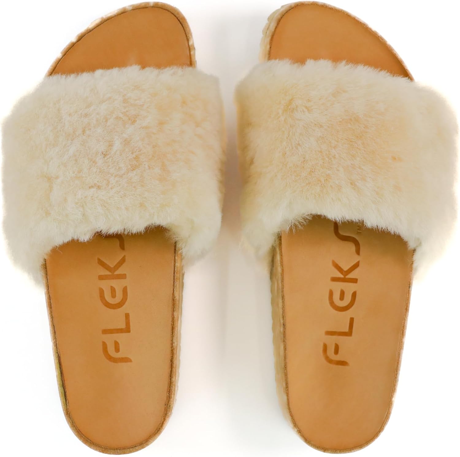 Fleks San Ysidro Women's Shearling Slides, Platform Sandals with Arch Support, Comfort Footwear, Natural Sheepskin Upper - Image 4