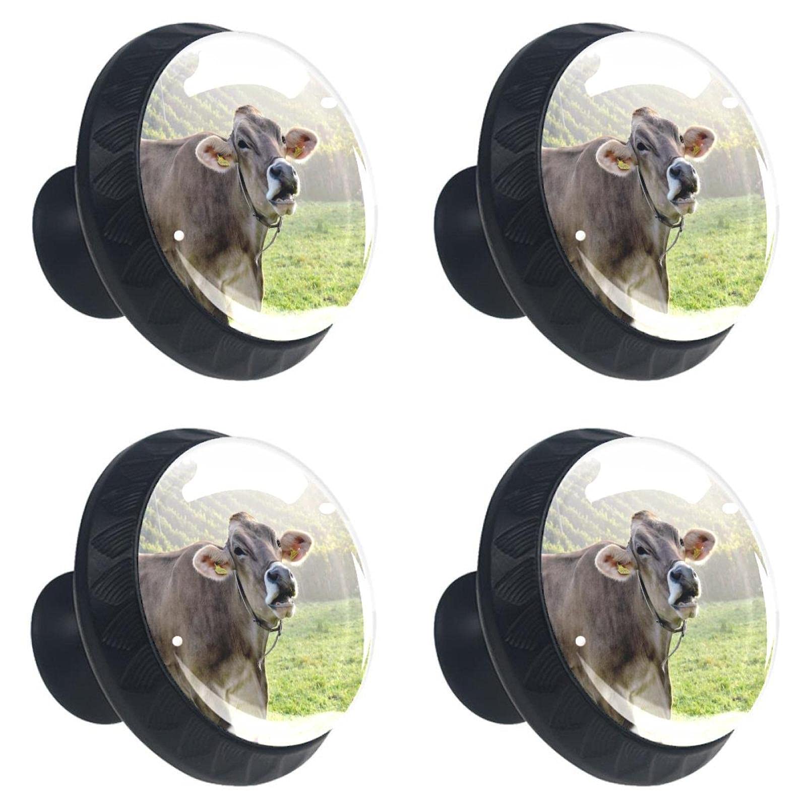 Boutons de tiroir en cristal d'armoire haut de gamme au motif de vache 30mm