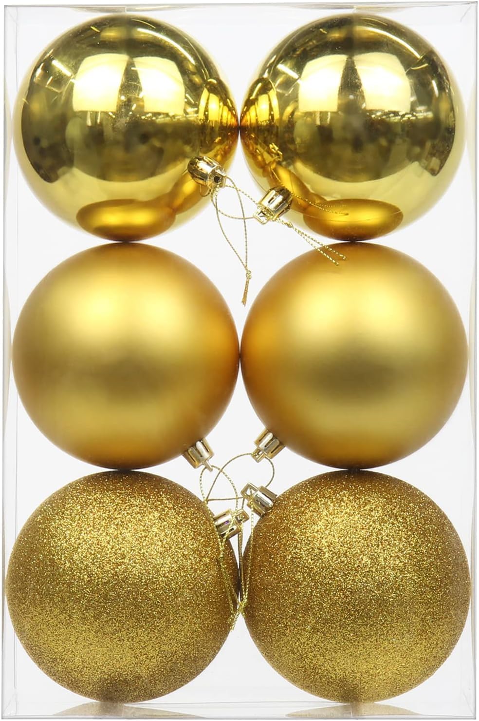 Smizzy Christmas Decorations Big Ball Ornaments (7 cm Diameter, Pack of 6, Golden) 3 Different Patterns| Tree Balls Decoration| Baubles Hanging Loop for Xmas | Holiday | Wedding | Party | Home Decor