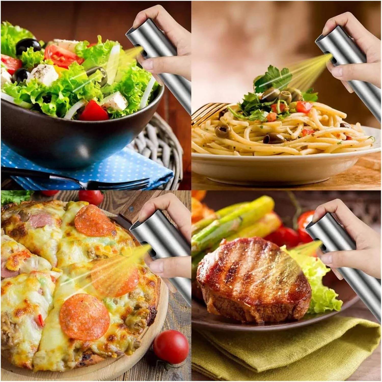 100ml Portable Oil Sprayer, Stainless Steel Cooking Oil Sprayer for Kitchen, Reusable Vinegar Bottle with Fine Mist Spray(Silver)