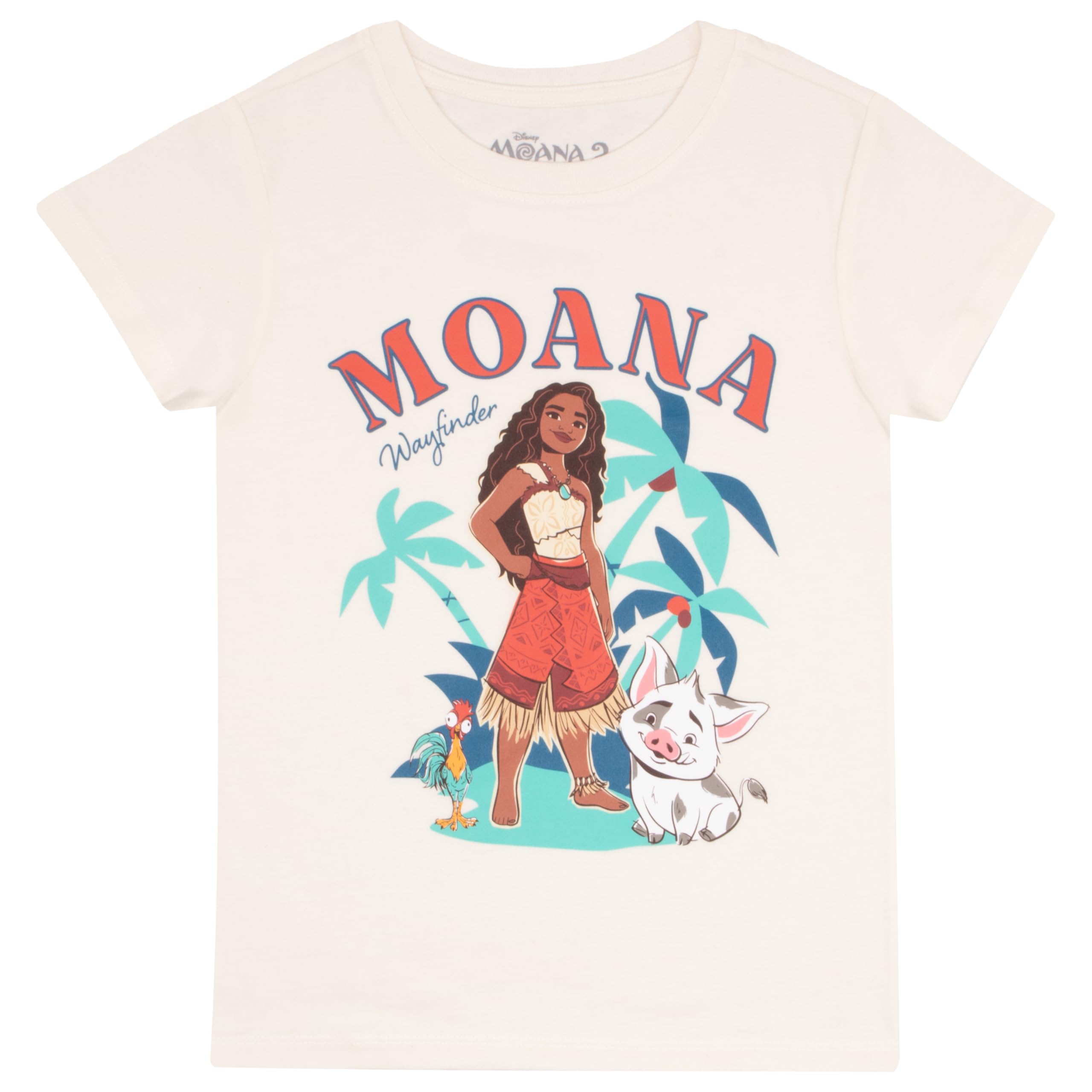 Disney Moana and Friends - T-shirt da ragazza con stampa grafica, confezione da 2, maglietta a maniche corte per bambini