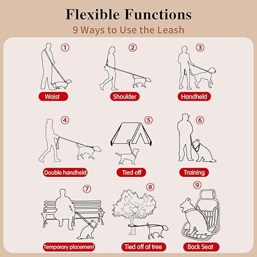 Miniatura 5 de Tails & Tales Correa de perro manos libres para caminar, correr, entrenar, correa ajustable de hasta 9.8 pies, perros de hasta 125 libras, cuerpo