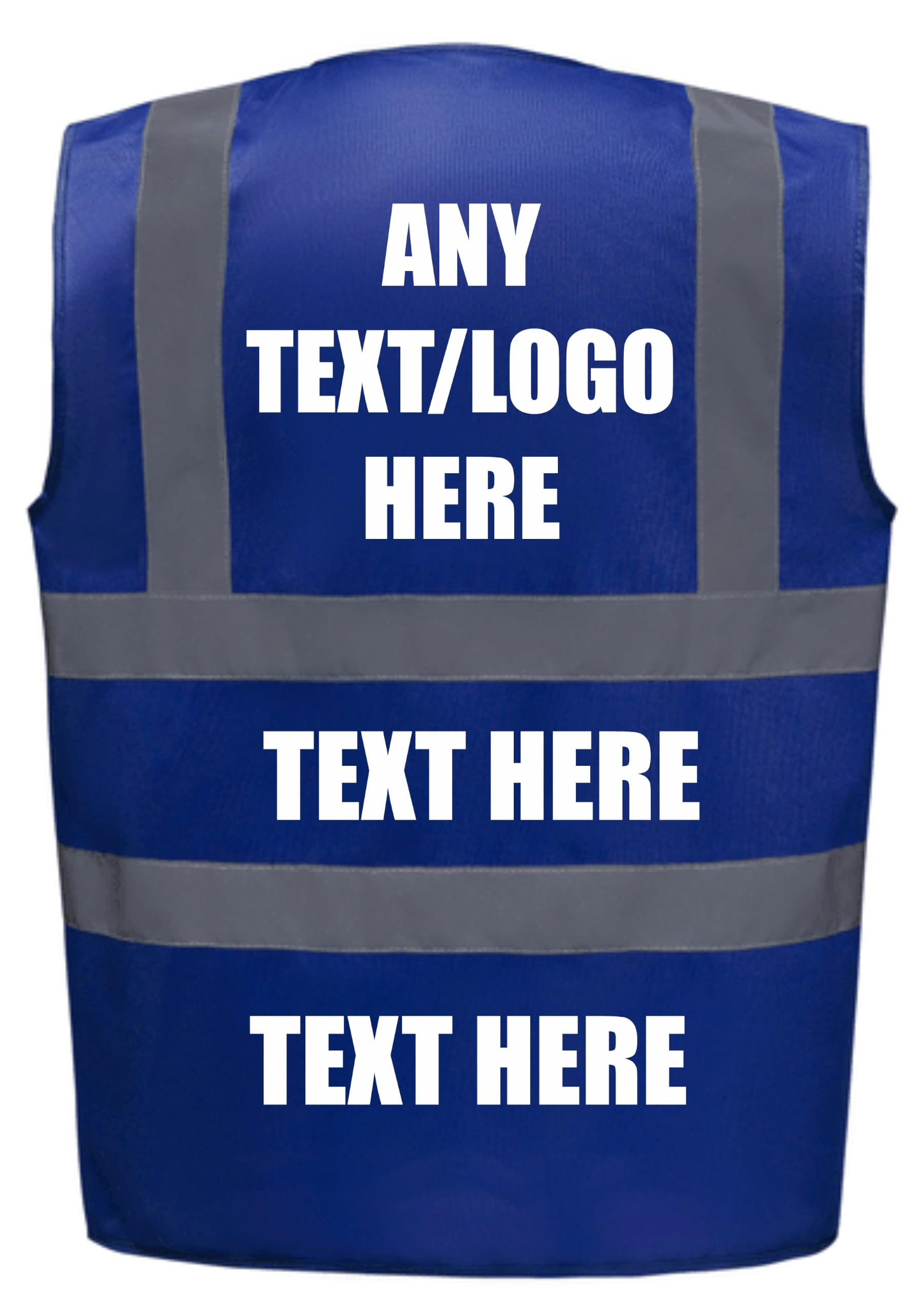 Brook Hi Vis Blue Personalised Hi Vis Vest – Custom Printed High Visibility Waistcoat with Company Logo & Text Front and Back – Workwear, Staff Uniform, Warehouse, Construction, Security & Events XL