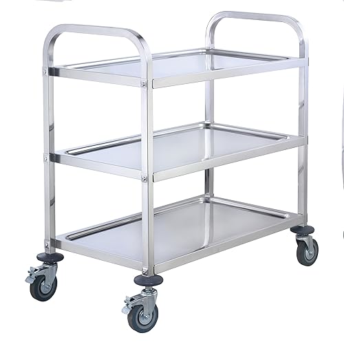 Carrito de 3 niveles de acero inoxidable - 30 x 16 x 32