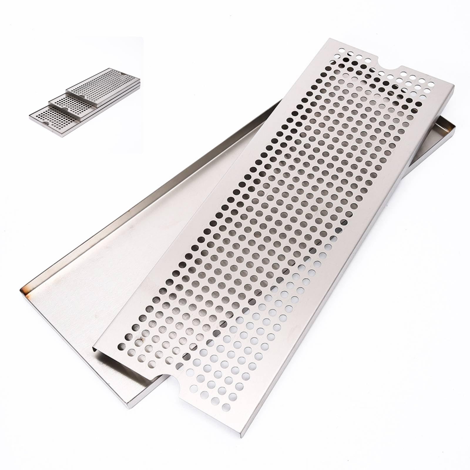 Plateau avec Grille Perforée Petit Plateau Égouttoir Compact Égouttoir à Vaisselle avec Bac à Gouttes pour Comptoir, 60 X 17,5 X 1,5 Cm