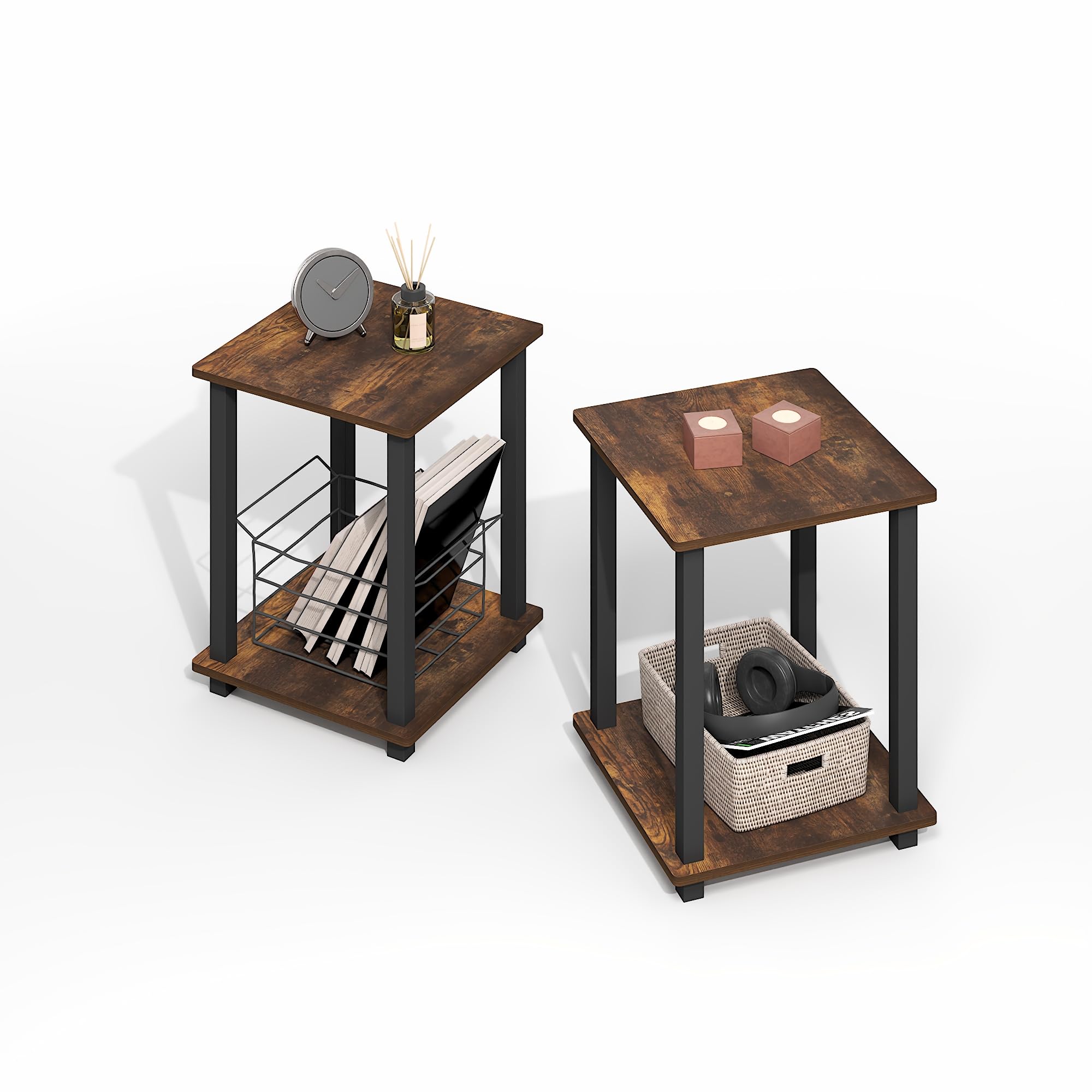 Simplistic Side Table Set of 2, End Table, Night Stand, Nightstand, Bedside Table, for Living Room, Bedroom, Amber Oak