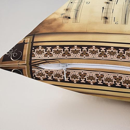 Miniatura 5 de Rustic Musical Double Sides Print Pillow Covers,Guitar Bass Instruments Print Soft Square Cushion Cases 24"x 24",Retro Note Boho Ethnic Plaid Throw