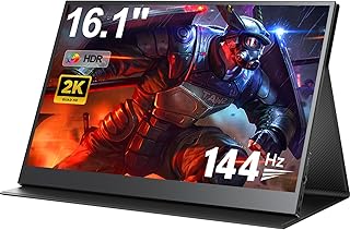 UPERFECT Gaming Monitor 144Hz 16.1 Inch Portable Monitor 2K 2560x1440 Support Freesync, IPS Display, 100% sRGB Matte Monitor with Mini HDMI/Type-C Port, Second Monitor for Laptop/PC/Mac/PS3/Phone