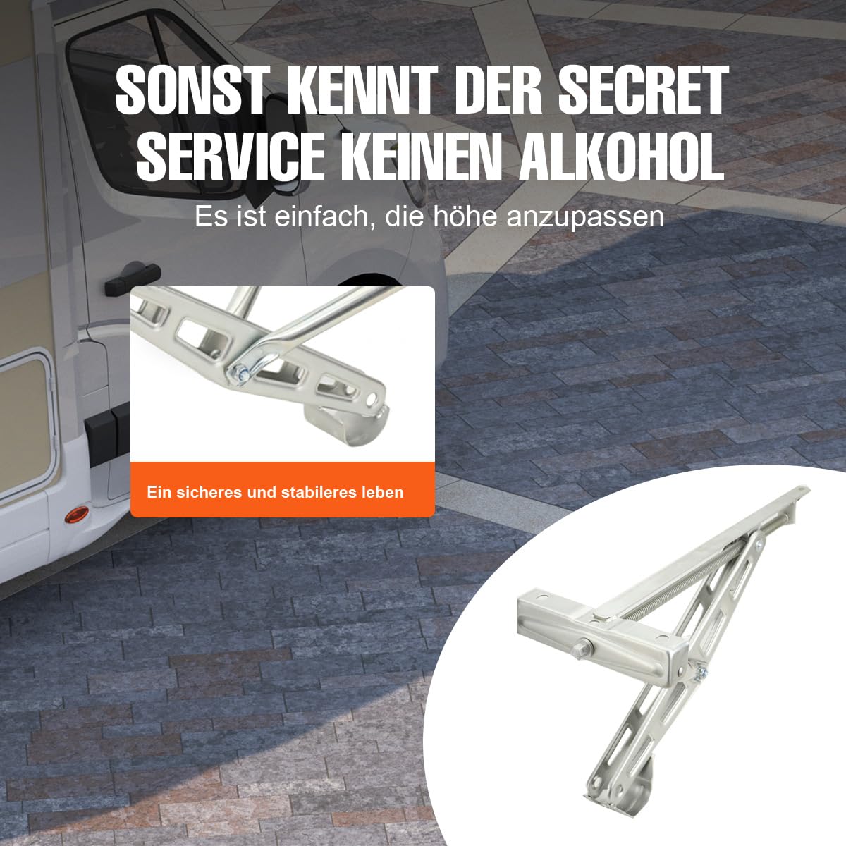 2er Set Ausdrehstütze Wohnwagen Wohnwagenstützen Kurbelstütze Kurbel Stützen Traglast 1600 Kg Stahl verzinkt universal passend (105mm bis 520mm H:415mm)
