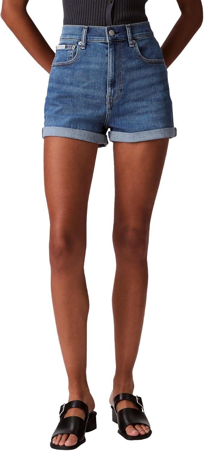 Calvin Klein Womens High Rise Denim Shorts
