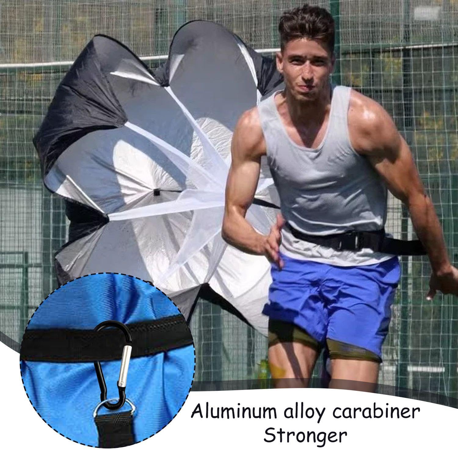 1 Ombrello di Resistenza E 2 Moschettoni, Accessori per L'Allenamento della Forza, Ombrello Fitness, Ombrello di Resistenza per L'Allenamento di Corsa