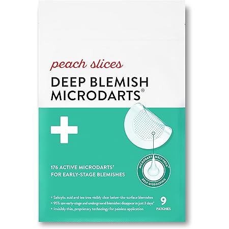 Peach Slices | Deep Blemish Microdarts | Acne Patch | Early Stage & Deep Pimples | Fast-Acting | Salicylic Acid | Tea Tree Oil | Niacinamide | Cica | Hyaluronic Acid | Spot Treatment | 9 Patches