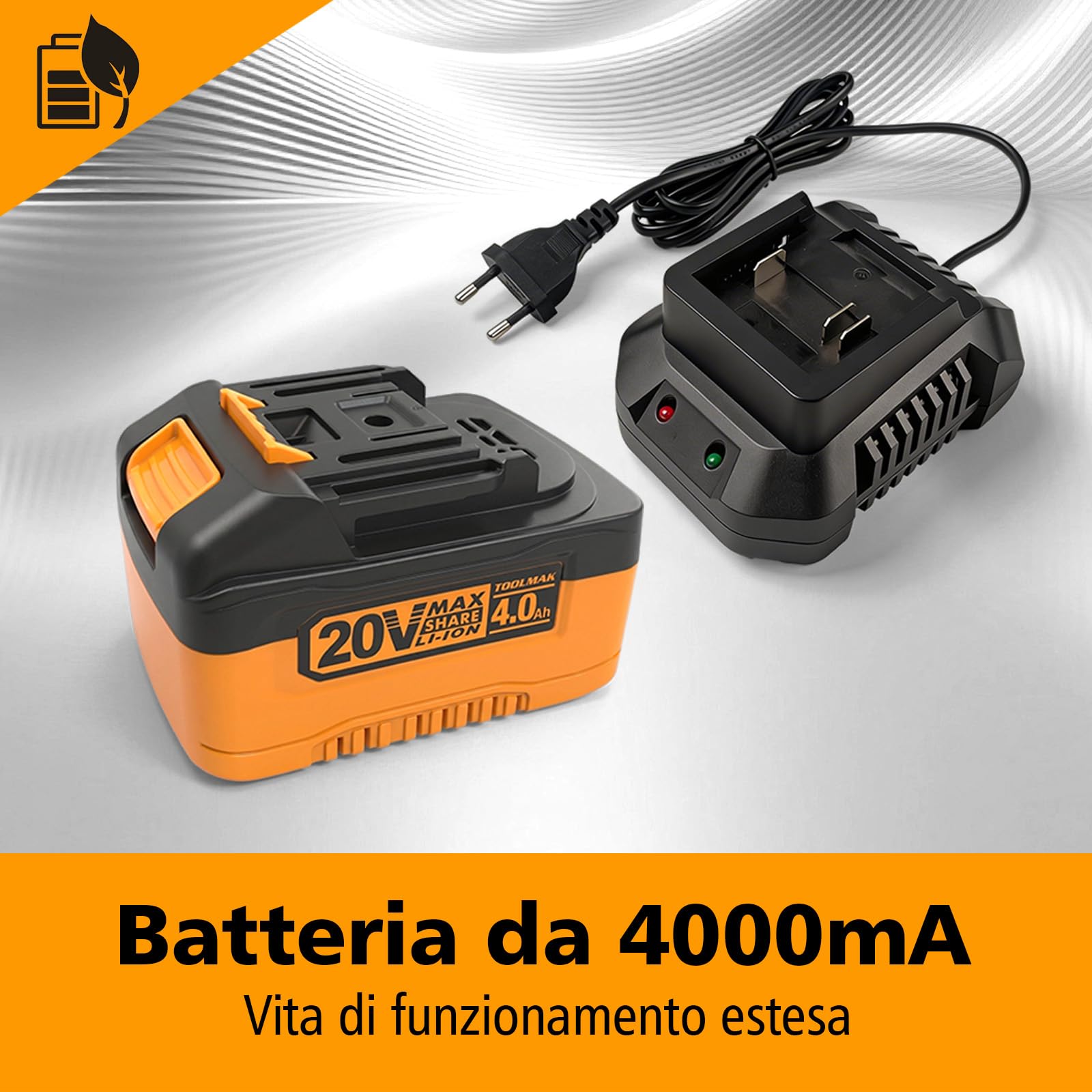 TOOLMAK Motosega a Batteria 20V 4,0Ah con Asta Telescopica 3m da Giardino | Sega Elettrica per Alberi e Rami, Lama 210 mm, seghetto per potatura(1 Batteria)