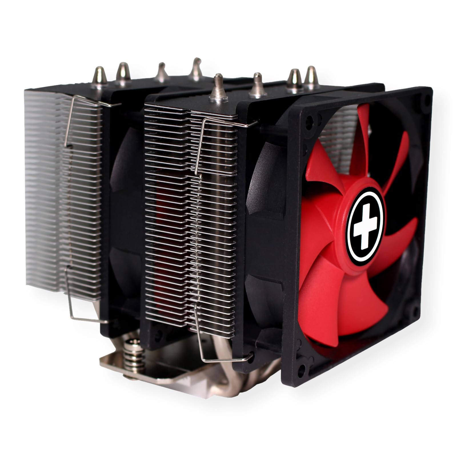 Xilence M504D - Radiatore CPU AMD e Intel, 2 ventole PWM da 92 mm, 180 W TDP, rosso/nero/argento