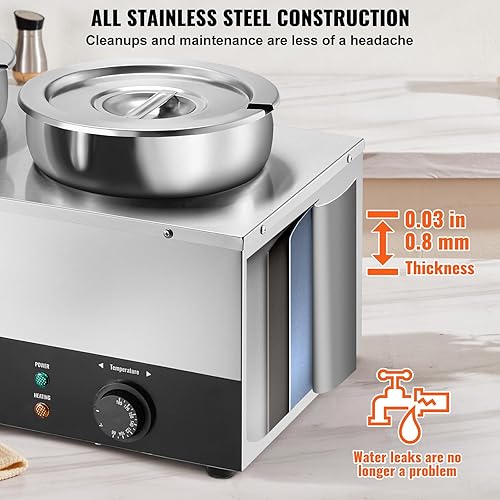 Miniatura 5 de VEVOR Calentador de sopa eléctrico, doble olla redonda de acero inoxidable de 7.4 cuartos de galón de temperatura ajustable de 86  185 F, 1200 W