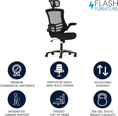 Miniatura 4 de Flash Furniture - Sillas de malla para oficina Negro, Piel negra suave/malla, Malla Negra, Malla negra/marco blanco., Azul (Blue Mesh), Malla