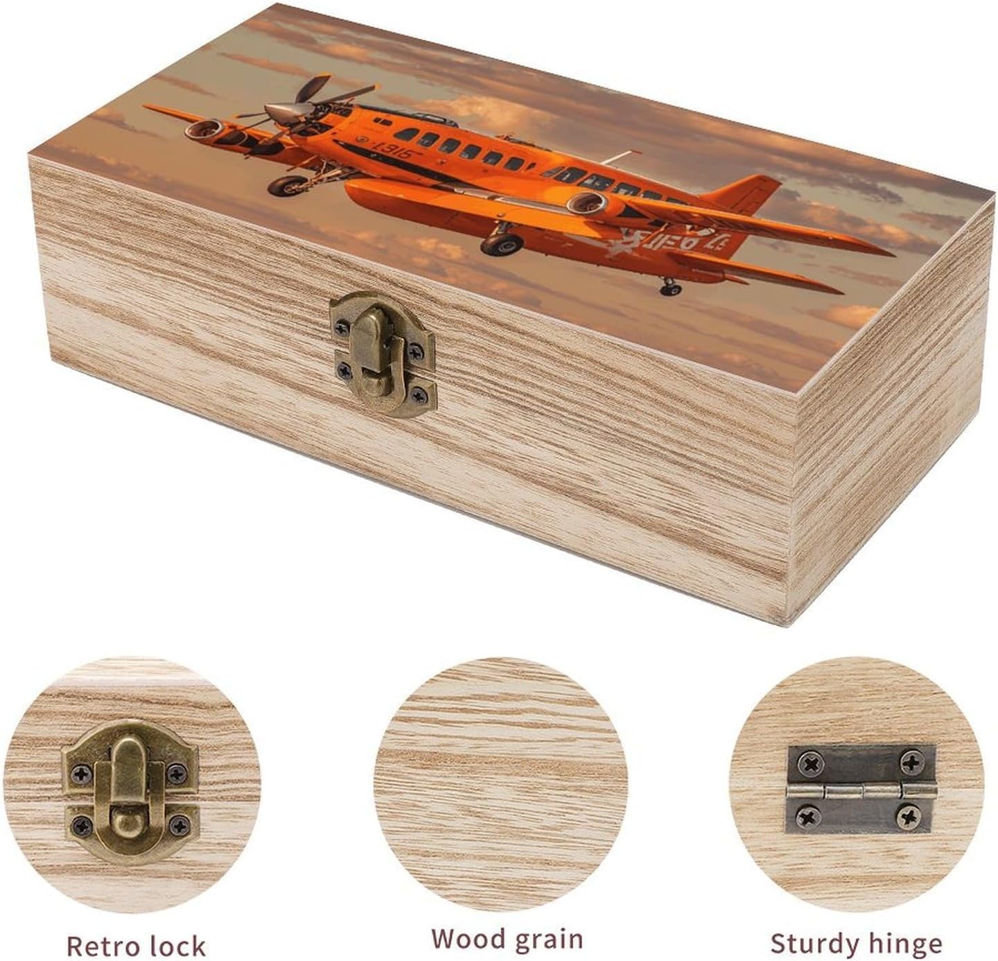 Vintage Wooden Storage Box with Front Clasp Keepsake Box with Lid image 3