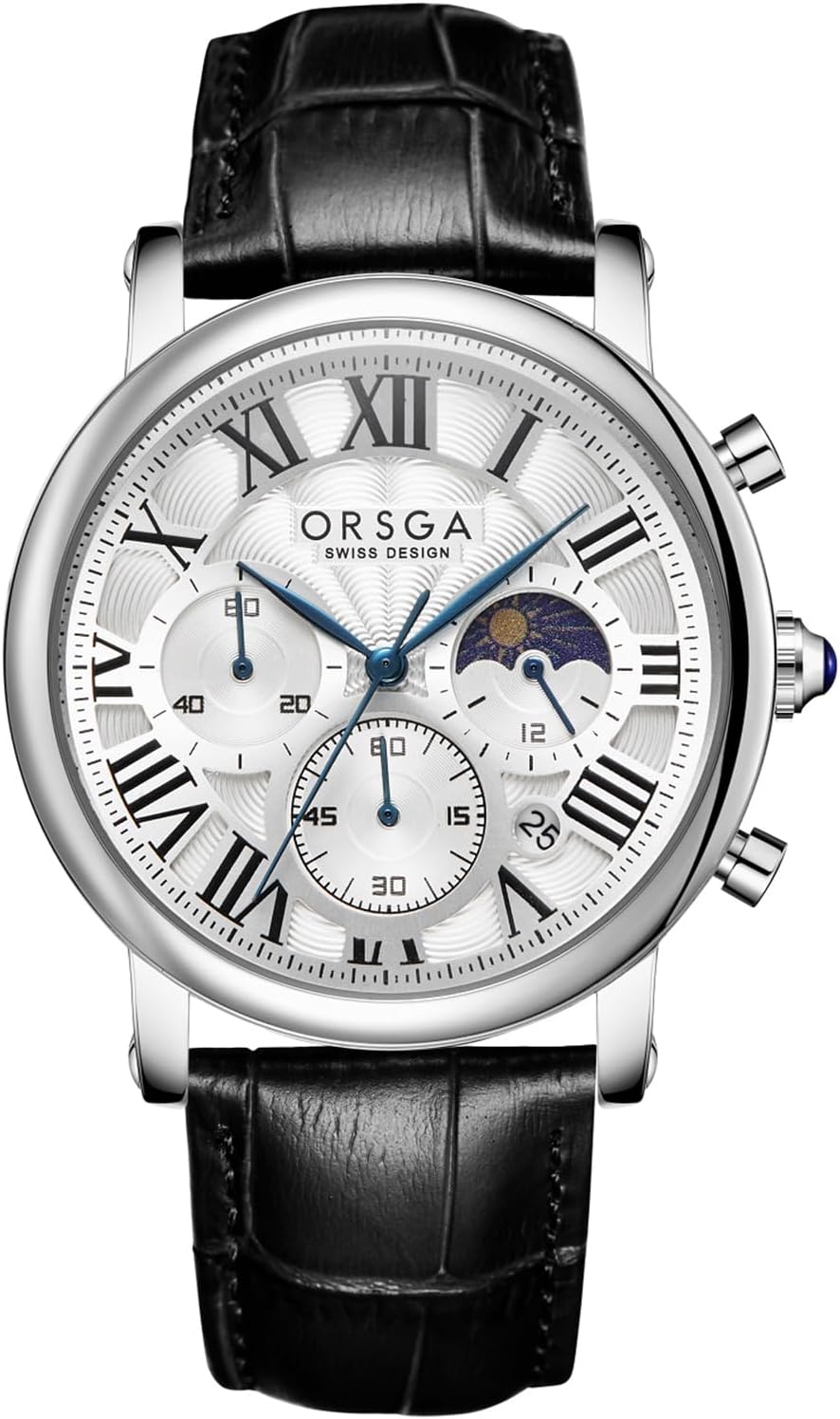 Eichmüller Orologio analogico al quarzo da uomo dal design classico con datario, cinghia