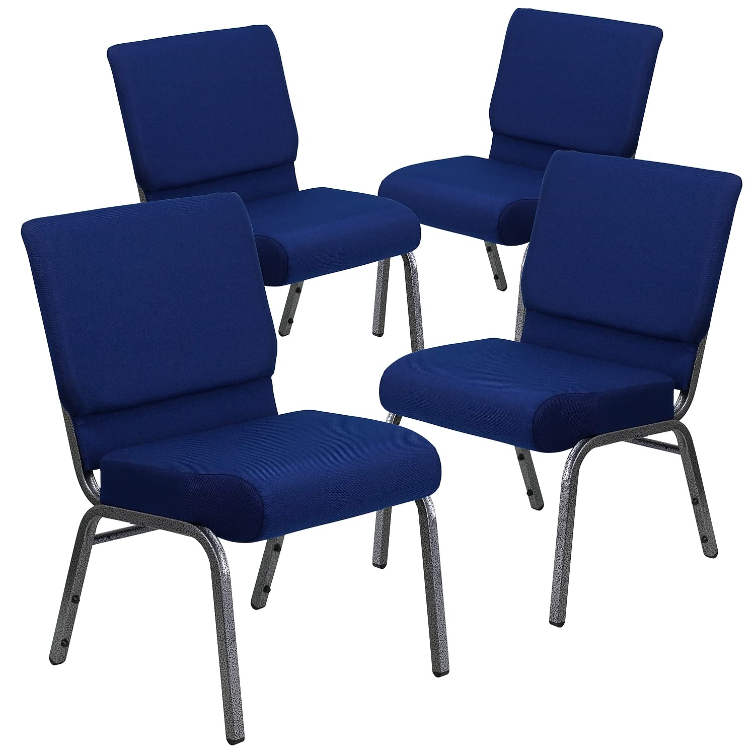 Flash Furniture Navy Blue Fabric/Silver Vein Frame / Set of 4 / Classic Stacking Chairs