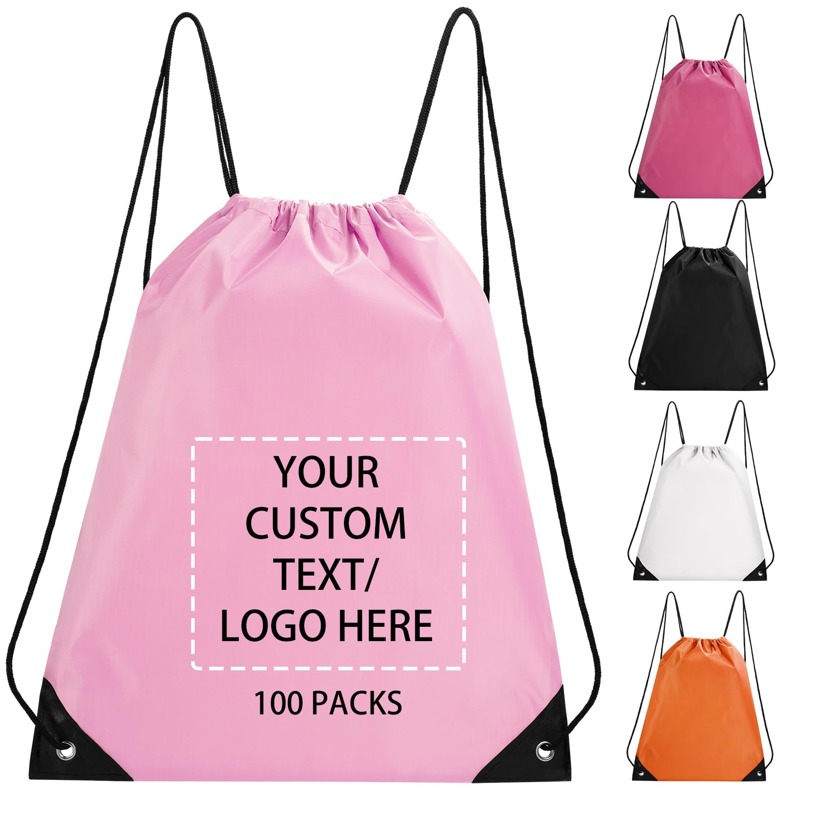 Fyore Custom Drawstring Bags with Logo, 10/50/100 Pack Bulk Personalised String Backpacks for Gym, Sports, Events, Travel, Daily Use, Business Activities โ image 1