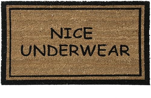 Rubber-Cal "Nice Underwear - Tapete divertido de fibra de coco, 18 x 30 pulgadas