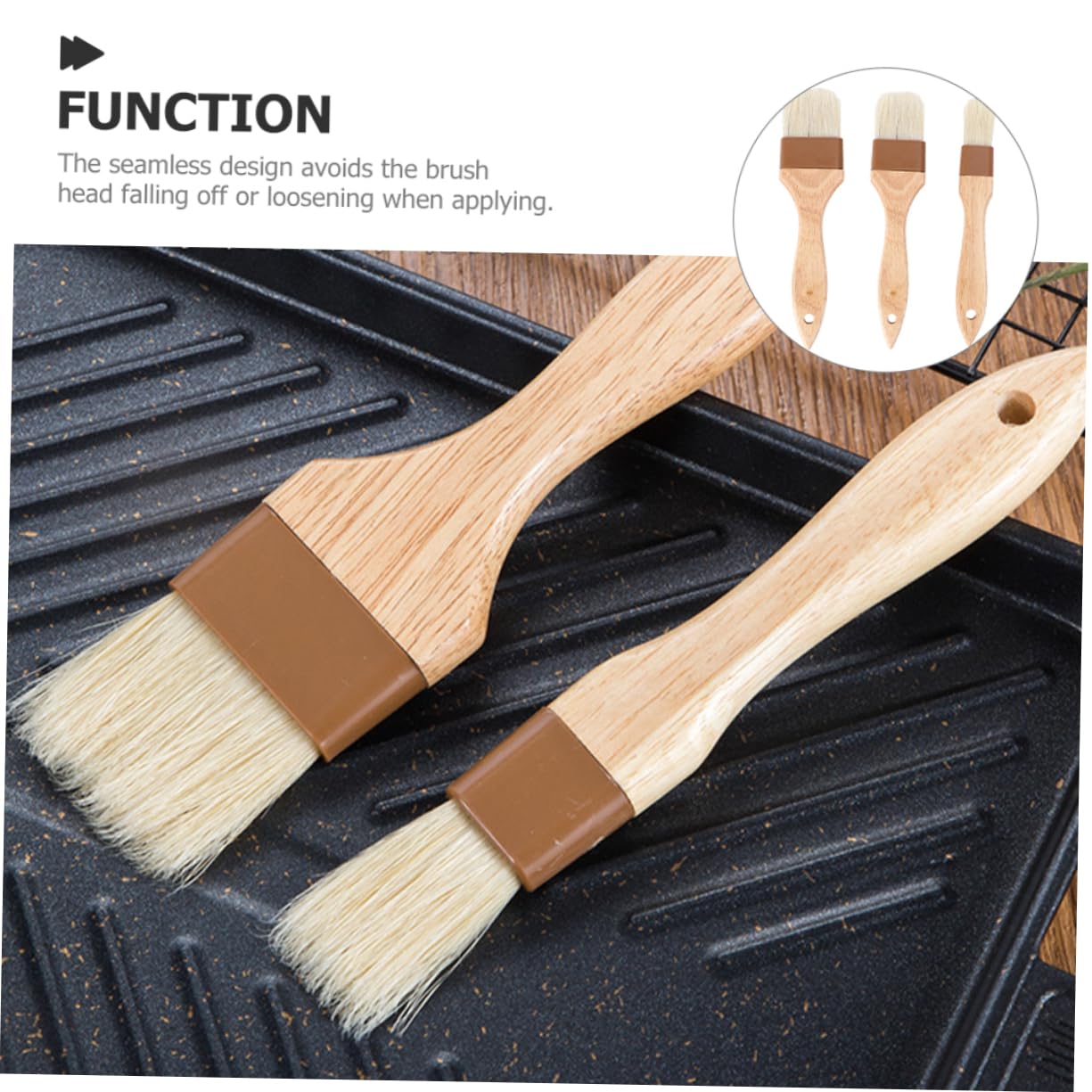 BESPORTBLE 3pcs High-temperature Resistant Bbq Basting Brush Grilling Basting Brush for Cooking Bbq Sauce Oil Tool