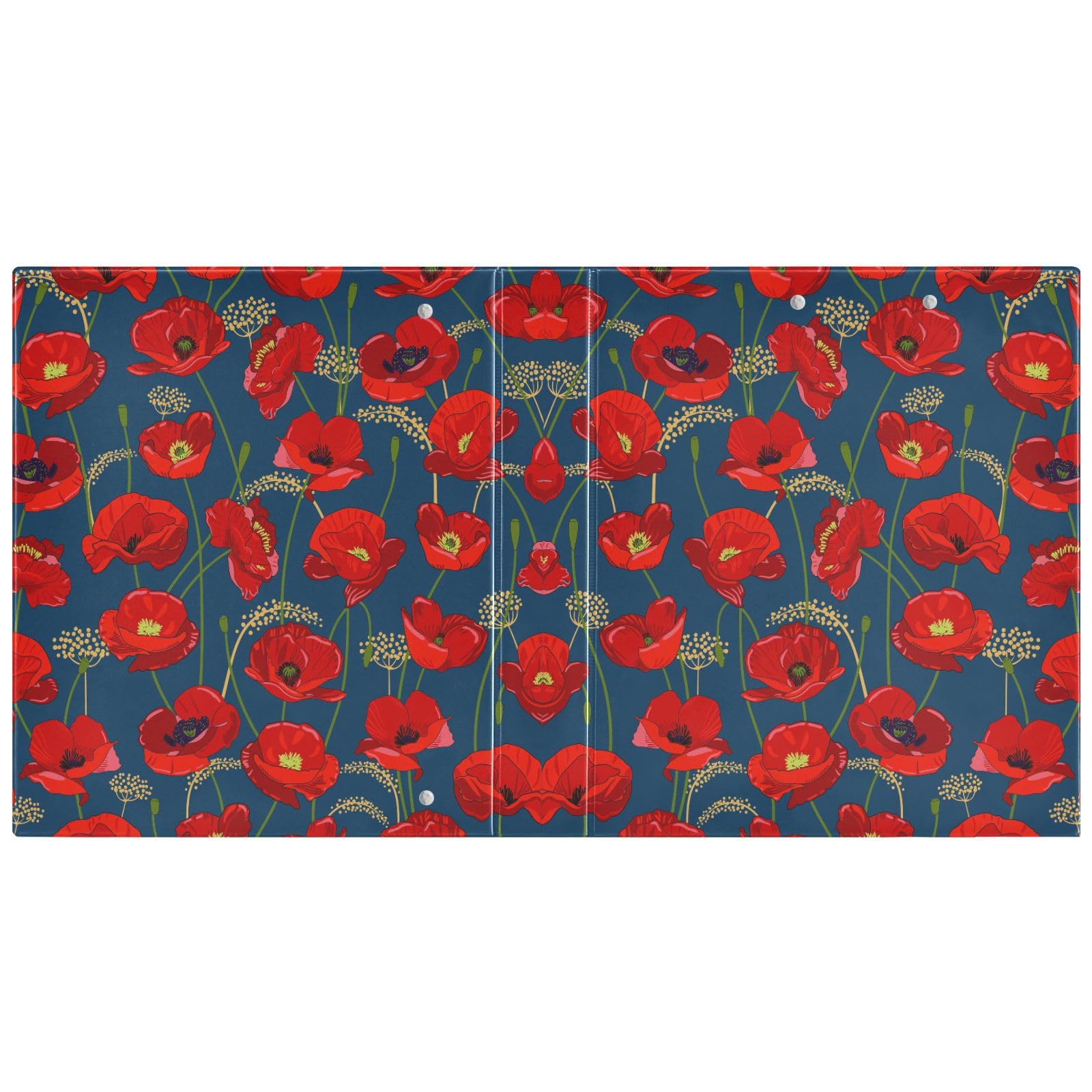 Quteprint Lot De 2 Classeurs Ronds à 3 Anneaux, Fleurs De Coquelicots Rouges, 3,8 Cm Avec 3 Poches Intérieures Transparentes, Organiseur Avec Porte-bloc Pour Bureau, Maison, école, Peut Contenir 200