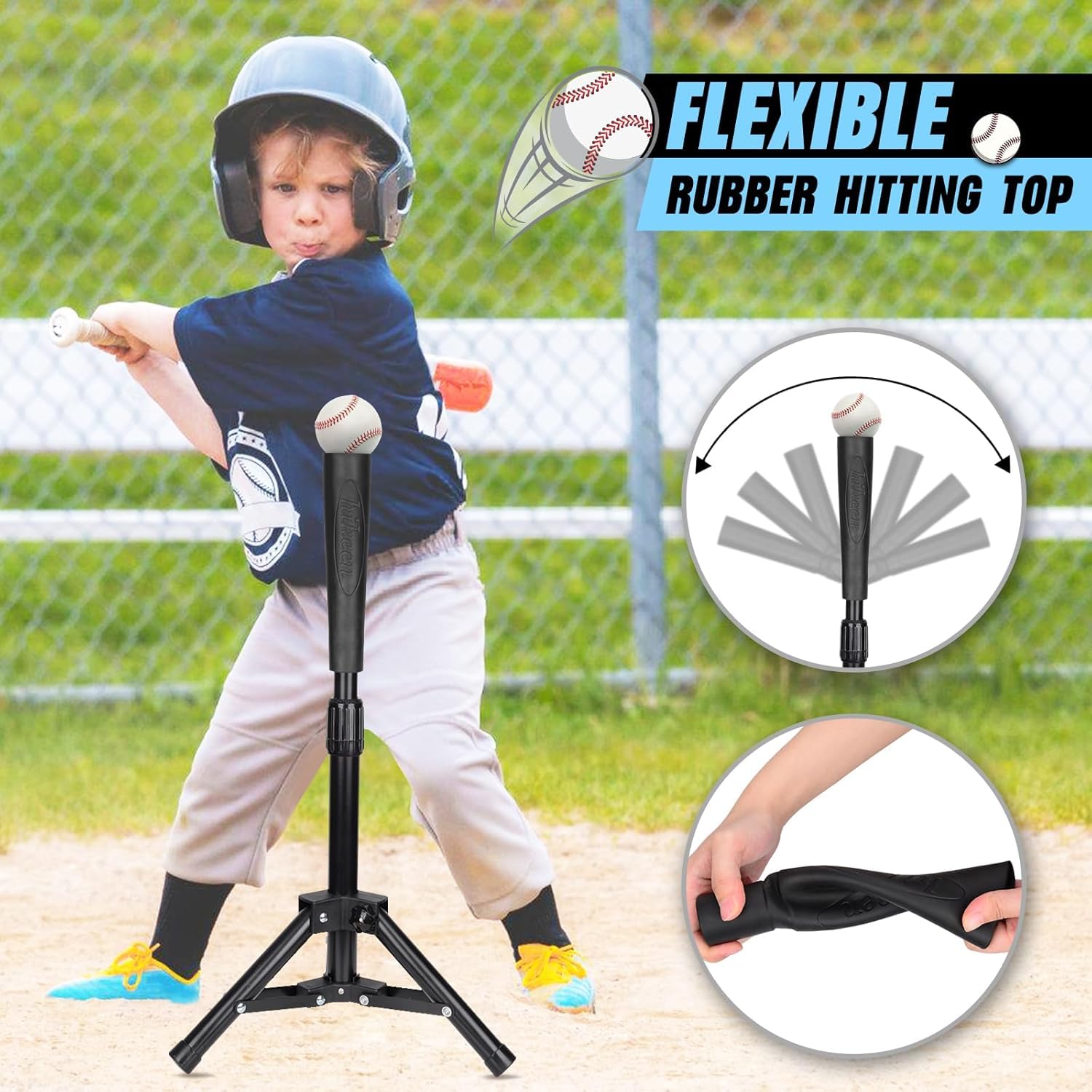 Hikeen Baseball & Softball Batting Tee Réglable en Hauteur pour Entraînement Batteur Débutant