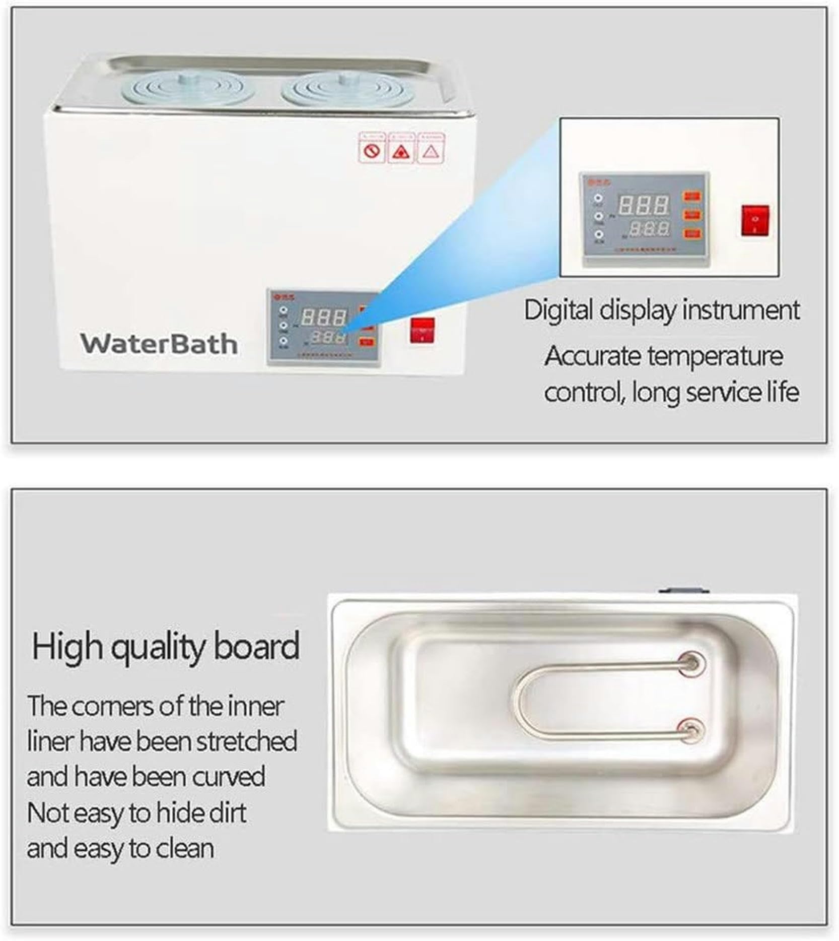 Baño María Termostático Digital para Laboratorio, 2.5L/5L/8L/15L Pantalla Digital Baño María Termostático con Calefacción Eléctrica, RT a 100 °C, Función de Temporización, Fácil de Limpiar,1Hole