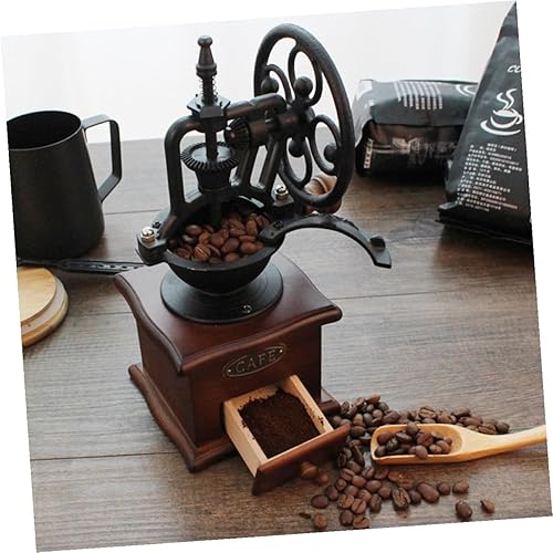 Miniatura 5 de Molinillo de café de manivela vintage, molino de madera clásico, molinillo de frijoles manual para café casero con práctico mango de ahorro de