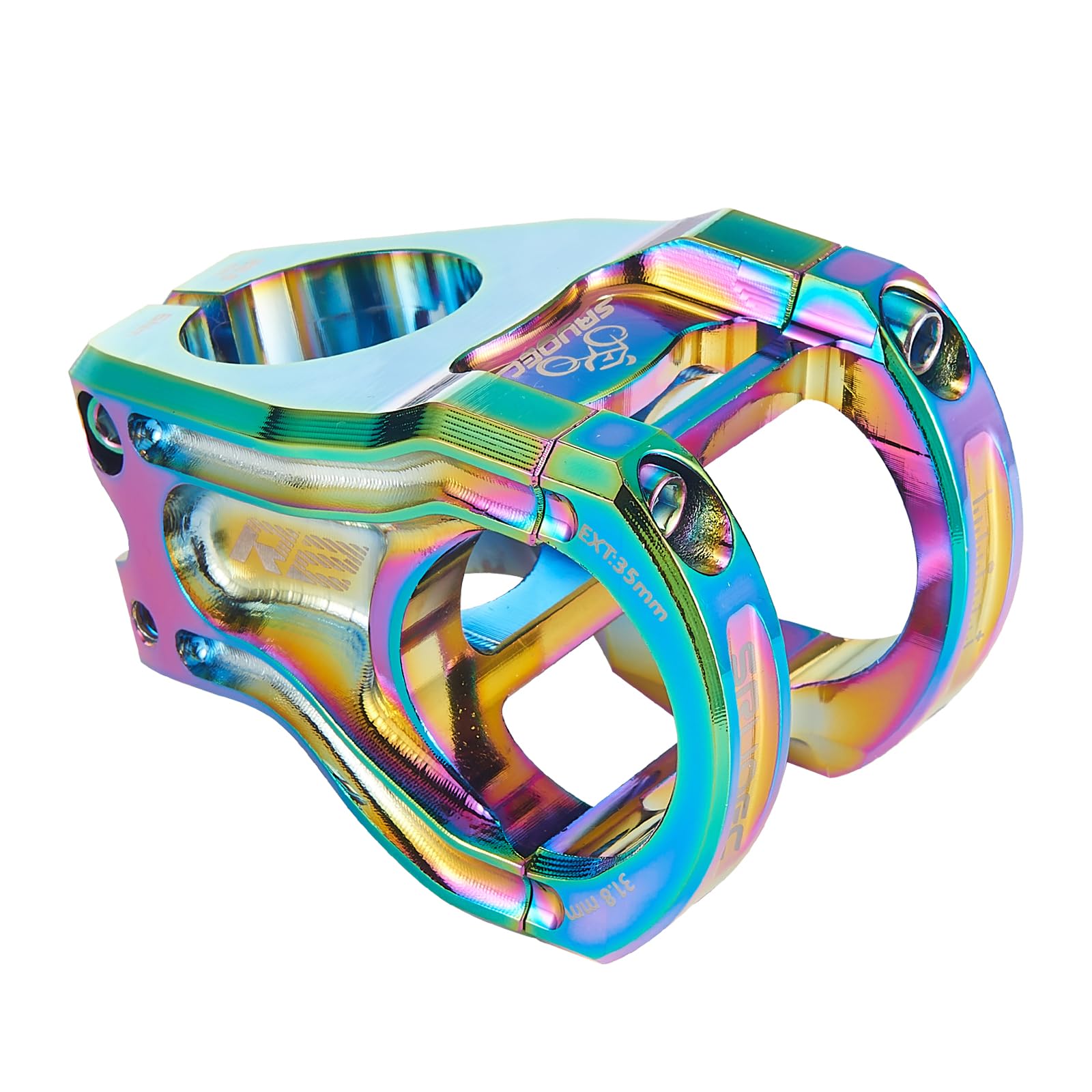 SRUOEC 31.8 * 28.6mm Bike Stems, Mountain Bike Stem, 35mm Short Stems for Most Bicycle, Road Bike, Downhill Bike, MTB, BMX (Aluminum Alloy, Oil Slick)