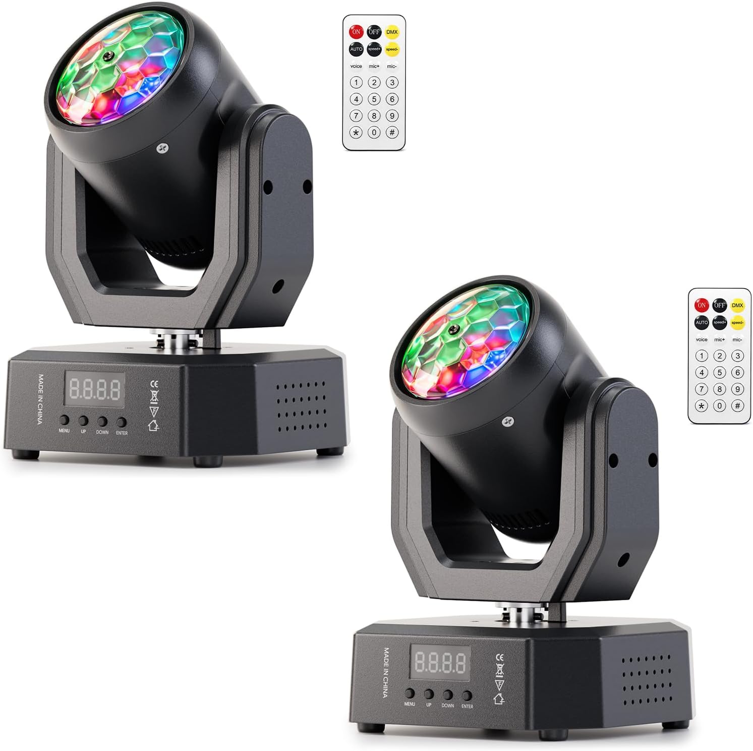Mini Stage Lights Moving Head Light, 30W LED Beam Light with Magic Ball Beam & Pattern Effect, DMX512/Remote/Sound-Activated DJ Moving Lights for Party Birthday Festival Home, 2 Pack
