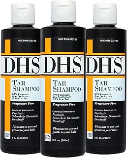 DHS Person & Covey, Inc Coal Tar Shampoo - Anti Dandruff Shampoo for Men & Women, Psoriasis Shampoo & Dandruff Hair Care for Itchy Scalp, Unscented Seborrheic Dermatitis Shampoo - 8 Fl Oz, Pack of 3