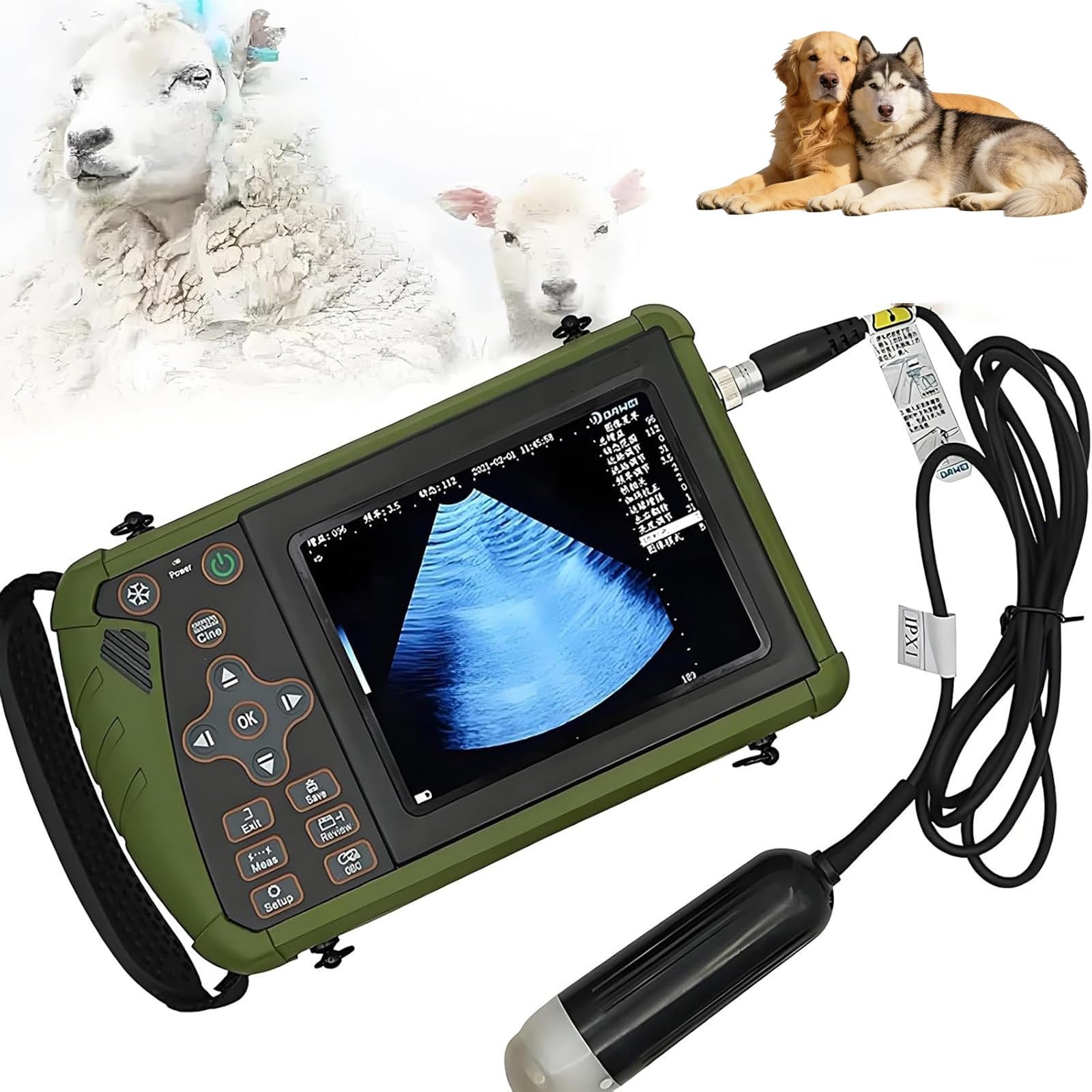 Échographe Vétérinaire Portable Avec Sonde 3,5 MHz, Pour Porcs Et Ovins Echographie Appareil Grossesse, Échographe Vétérinaire Professionnel Portable B-Scanner(Machine+convex array probe)
