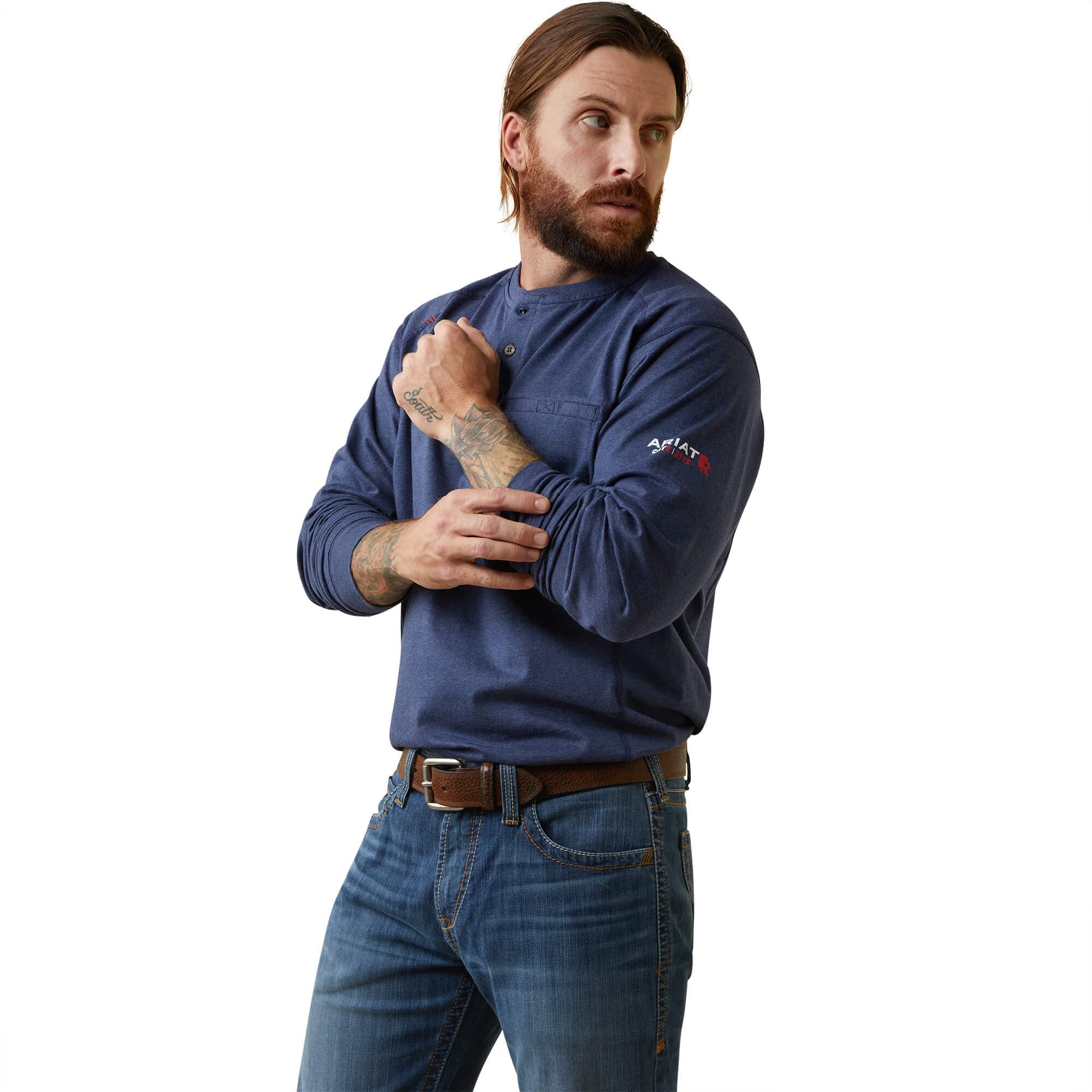 Ariat Rebar FR Air Refinery Henley - Camisa de Trabajo de Manga Larga para Hombre, Talla Grande y Alta - 10043775-Big