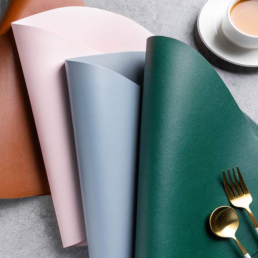 6er-Set Platzsets, hitzebeständige und fleckenabweisende PU-Platzsets, Tischsets für Thanksgiving, Weihnachten und Partys, Western-Essgeschirr, Grau (Blau)