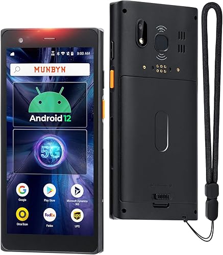 MUNBYN PDA, escáner de código de barras Android con pantalla completa, escáner Andriod 12, 5G PDA, equipado con motor de escáner Zebra SE4710,