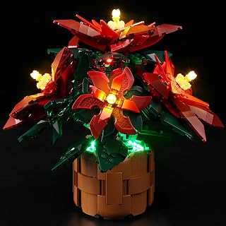 BrickSoul LED Light Up Kit Compatible with Lego Flowers Poinsettia 10370 Building Set, Upgrade Desig Lighting Accessories for Icons Flowers Set, Gift for Lego Fans, Not Included 10370 Model