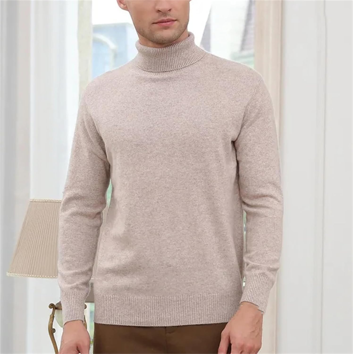 Men Cashmere Sweater Turtleneck Winter Warm Knitted Long Sleeve Pullovers Sweater