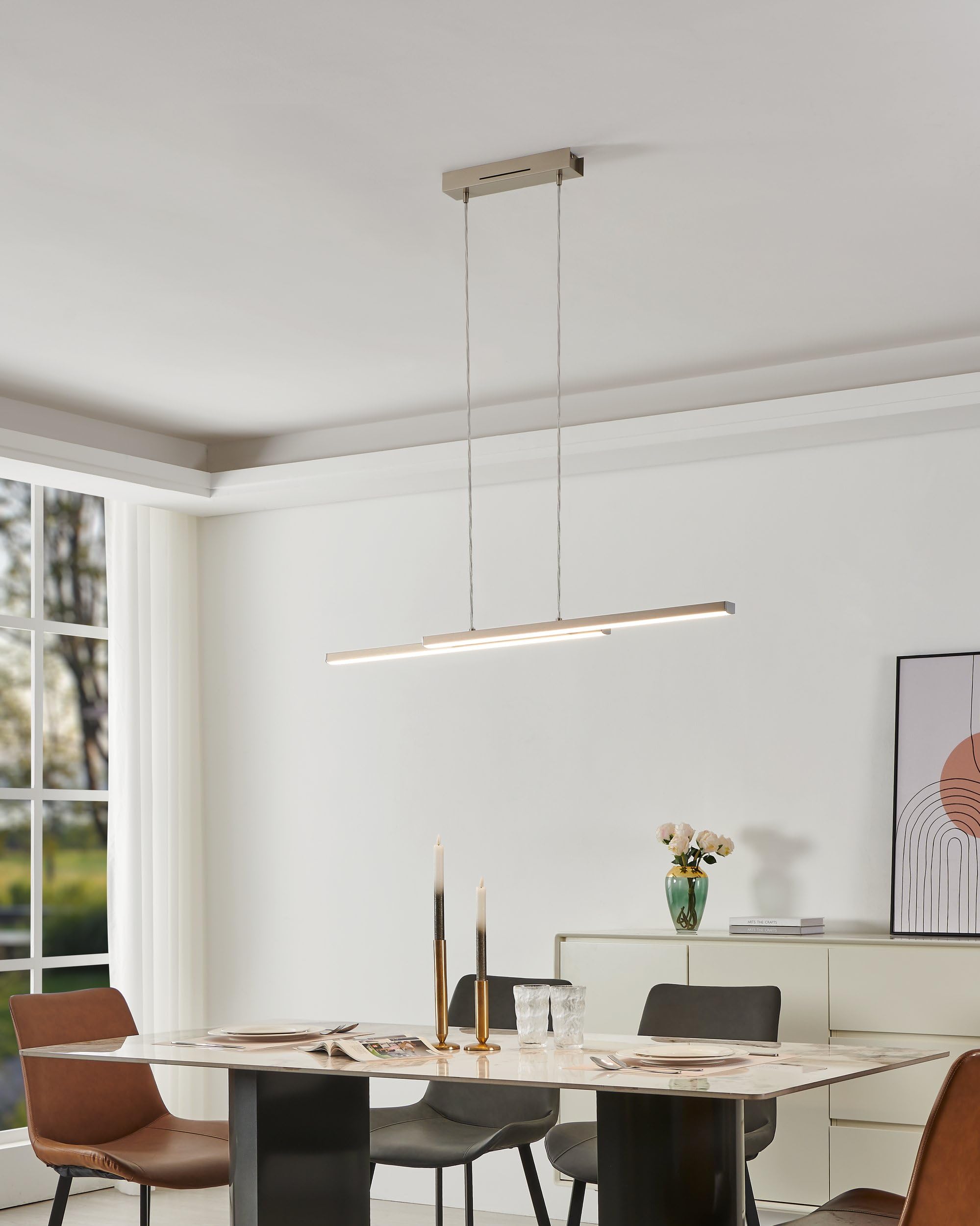 EGLO connect.z Smart-Home LED Pendelleuchte Fraioli-Z, ZigBee | App und Sprachsteuerung Alexa, Lichtfarbe einstellbar (warmweiß-kaltweiß), RGB, dimmbar, Alu Hängelampe nickel-matt