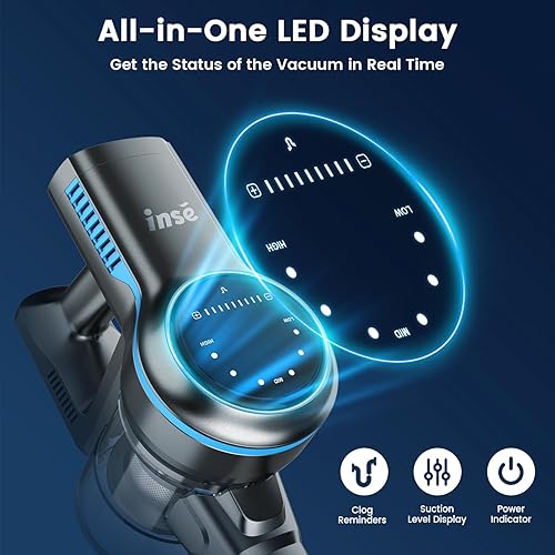 Miniatura 5 de INSE S7P - Aspiradora inalámbrica, aspiradora de palo para alfombras del hogar y suelos de madera dura, aspiradora inalámbrica doméstica para pelo