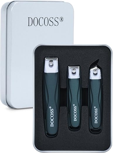 DOCOSS Steel Big Nail Clippers For Men Women Nail Cutter with Toe Nail Clipper,Cuticle Cutter & Ingrown Toenail Cutter,Nails Cutter(Green)