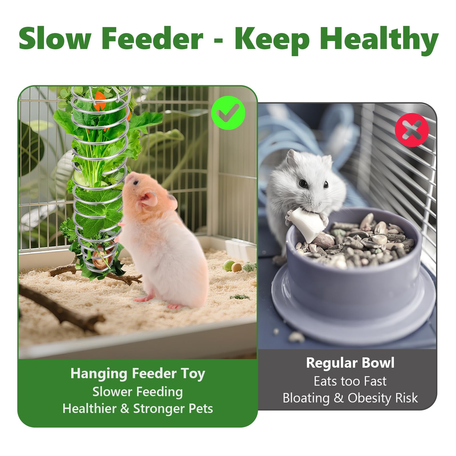 2Pcs Rat Enrichment Toys - Stainless Steel Rat Foraging Toy Treat Dispensing Slow Feeder Intelligence Enrichment Bird Fruit Vegetable Holder for Rats Cage,Parakeet Conure - image 3