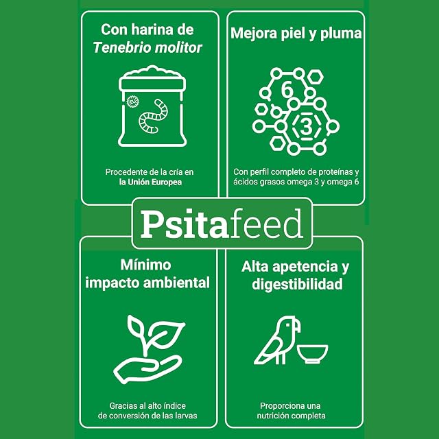 Foto 2 de 5 de Psitafeed Medium - Pienso con Proteína de Insecto para Ninfas y Loros Medianos 1 kg con Manzana, Naranja…