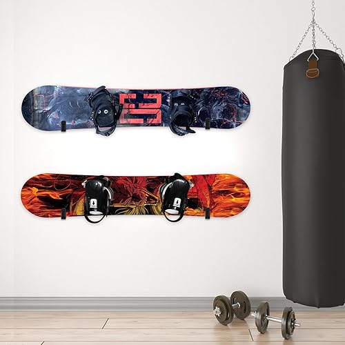 Miniatura 7 de TOBWOLF Clips horizontales de montaje en pared para snowboard, estante de montaje en pared, soporte de pared para snowboard, almacenamiento de
