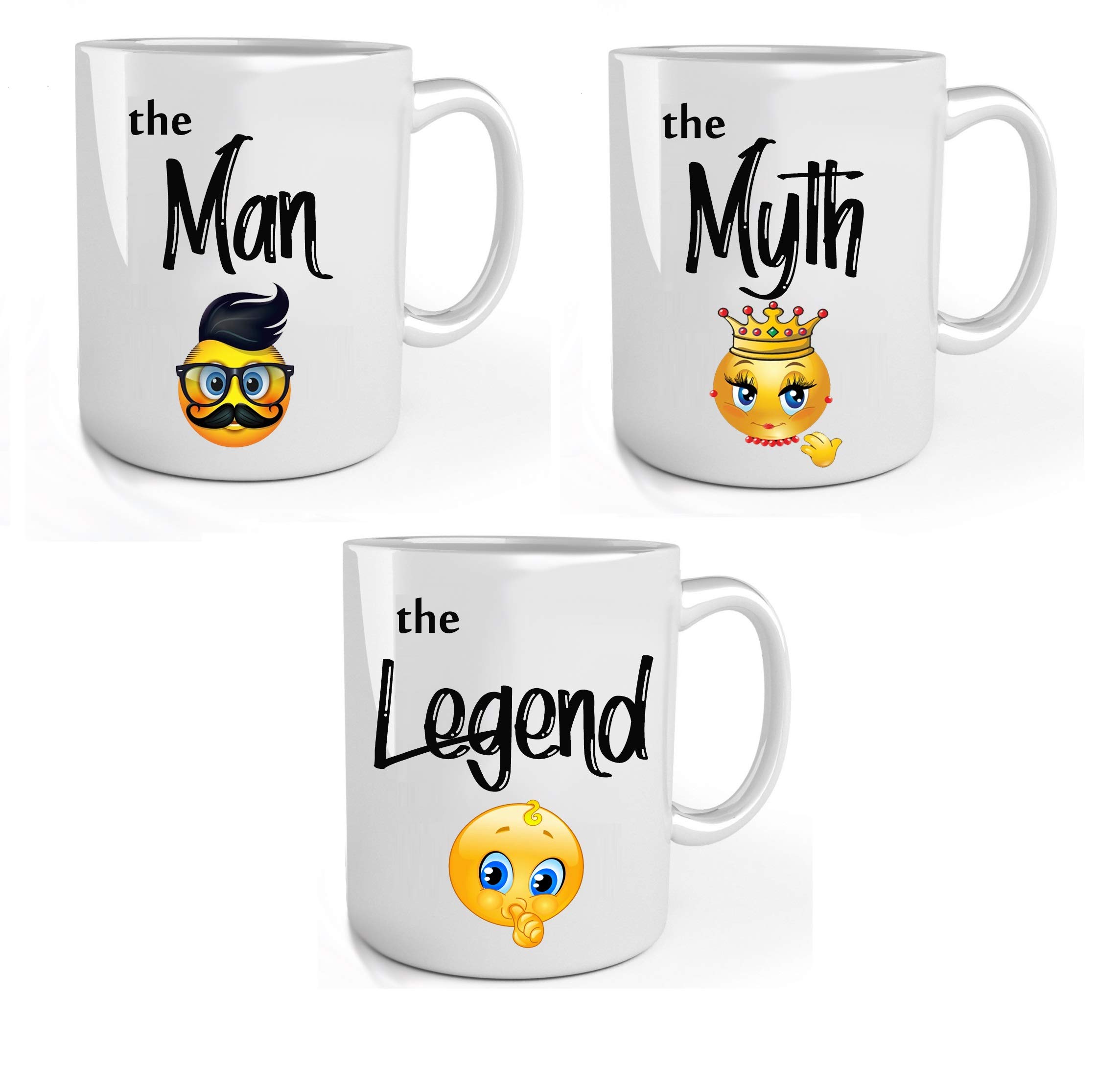 3 Mugs The Man, The Myth, The Legend Family Mugs, The Boss Family Sibling Funny Family Mug Mum Dad Baby Mug Set
